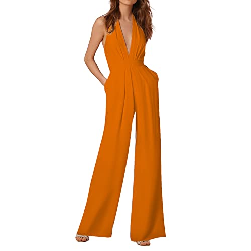 Overall Damen Sommer Lässiger Jumpsuit Latzhose,Hochzeitsgast Jumpsuit Festlich Hochzeit,Overall Schwarz Weiß,Jeans Overall Damen Kurz,Leinen Jumpsuit,Weißer Overall,Einweg Overall von Generic