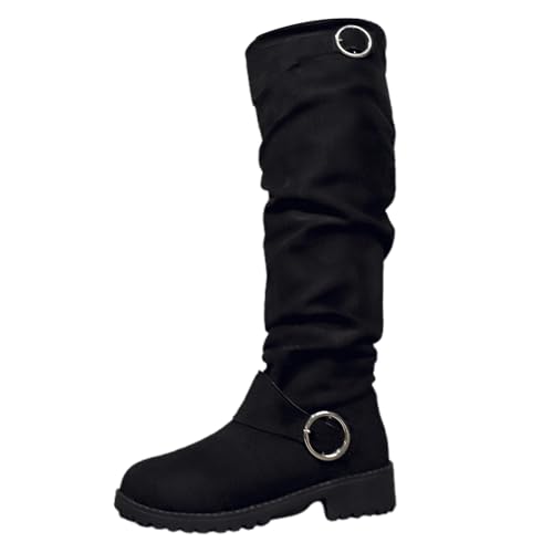 Overknees Stiefel Damen Kniehohe Hohe Stiefel Overknee Warme Elegante Winterstiefel Seite Zipper Winter Langschaft Boots Winterschuhe mit Blockabsatz (Black, 41) von Generic