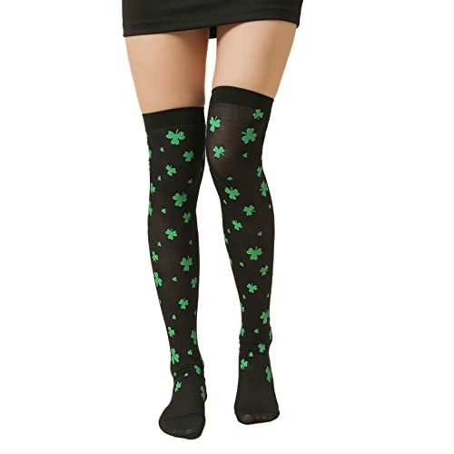 Overknees Strümpfe Damen St. Patrick's Day Hohe Socken Damen Overknees socken Grüner Vierblättriger Kleeblattdruck Lange Socken Lange Strümpfe Damen kniestrümpfe von Generic