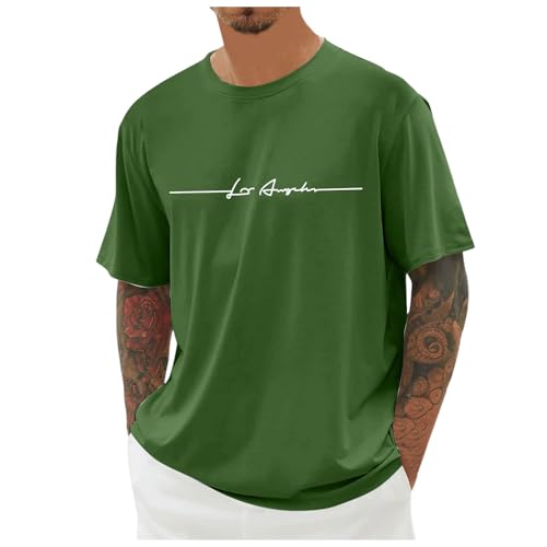 Oversize Herren T-Shirt Freedom Schriftzug Rundhals Basic Shirt Kurzarm Locker Geschnitten Baumwolle Streetwear Freizeit Oberteil Fitness Sport Workout Casual Shirt Urban Style von Generic