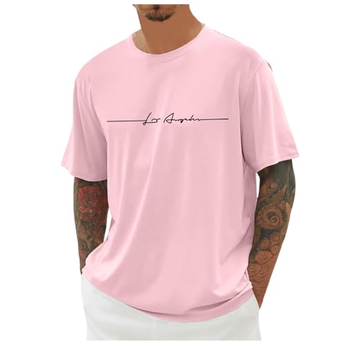 Oversize Herren T-Shirt Freedom Schriftzug Rundhals Basic Shirt Kurzarm Locker Geschnitten Baumwolle Streetwear Freizeit Oberteil Fitness Sport Workout Casual Shirt Urban Style von Generic