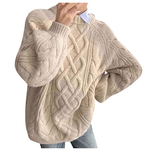 Oversize Pullover Damen Lang Tshirt Damen Langarm Damen Vintage Pullover Top Lose Faul Strickpullover Lässig Rundhals Langarm Solide Pullover Lässige Tops Pullunder Schwarz von Generic