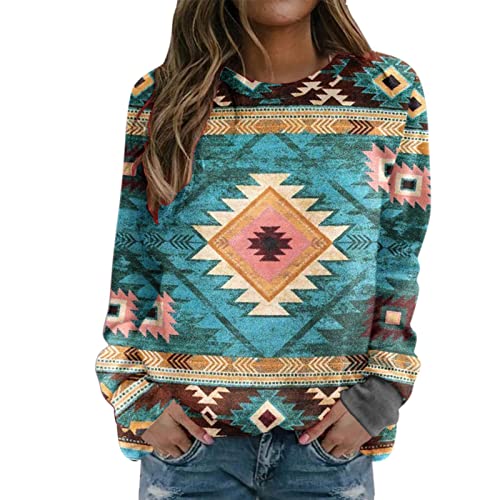 Oversize Pullover Damen Winter Langarm Rundhals Sweatshirt Elegant Langarmshirt Bunte Drucken Herbst Winter Bluse Tops Lose Warme Shirts von Generic