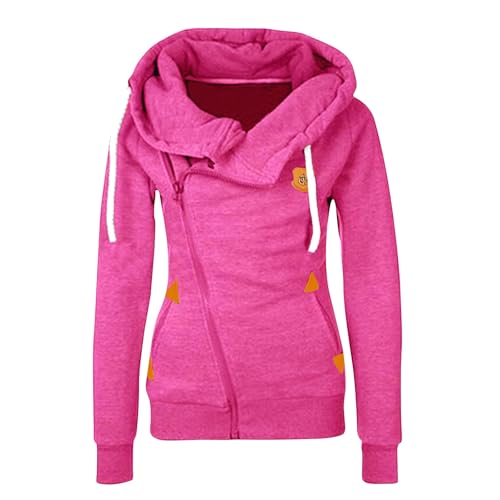 Oversize Shirt Damen Hoodie Einfarbig Langarm Pullover Mit Reißverschluss Herbst Winter Pulli Sweatjacke Zipper Hoodies Kapuzenpullover von Generic