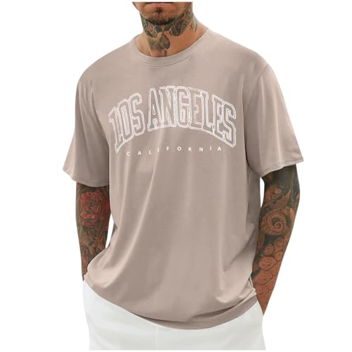 Oversize Tshirt Herren Sommer T-Shirt Kurzarm Longshirt Männer Los Angeles Kurzarmshirt Große Größen Herren-T-Shirt Lässig Leichte Sommershirt Y2k Shirt Blitzangebote des Tages Roségold L von Generic