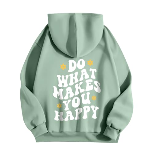 Oversized Hoodie Damen Langarm Sweatshirt Herbst Winter Warm Basic Hoody Y2K Kapuzenpullover Sweatjacke Teenager Mädchen Streetwear mit Taschen,Grün,M von Generic