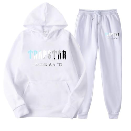 Oversized Hoodie Herren Trapstar Anzug Herren Jogginganzug Oversized Damen Freizeitanzug Jogginganzug Set Zipper Hoodie Y2K Herren Hoodie Jogging Set Herren Trainingsanzug-Weißs von Generic