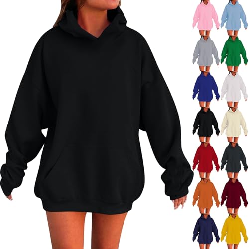 Oversized Hoodie Mädchen Pullover mit Tasche Jungen Unisex Freizeit Sportlich Einfarbig Sweatshirt Gym Oberteil Jogging Sportbekleidung Kinder Bekleidung Oberteile (Red-A, 11-12 Years) von Generic