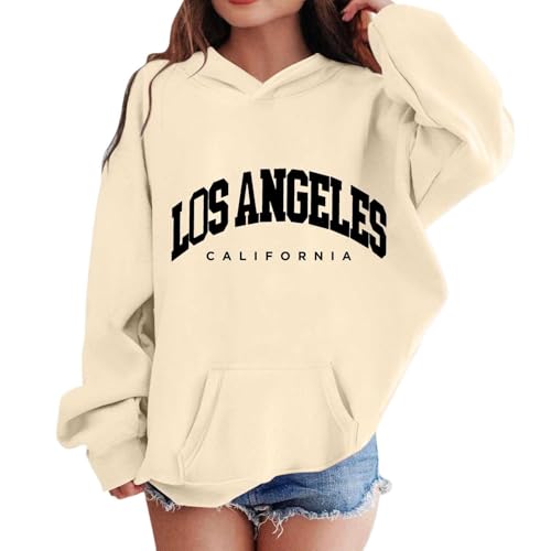 Oversized Kapuzenpullover Für Mädchen Los Angeles Buchstaben Druck Langarmshirt Pullover Sweatshirt mit Kapuzen Weiches Langarm Kapuzenpulli Kinder Pulli Hoodie Oberteile für 2-13 Jahre von Generic