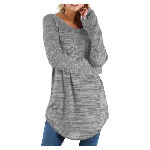 Oversized Langarmshirt Damen Lange Umstands Oberteile Einfarbig Pullover mit Rundhals Große Größen Bluse Casual Longtops Frühling Sommer Langarm Tshirt Tunika Pulli Tops Longbluse 5XL von Generic