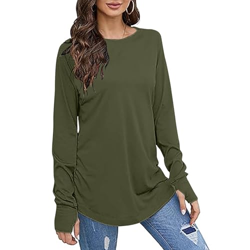 Oversized Langarmshirt Damen Lange Umstands Oberteile Einfarbig Pullover mit Rundhals Große Größen Bluse Casual Longtops Winter Langarm Tshirt Tunika Pulli Tops Longbluse 5XL von Generic