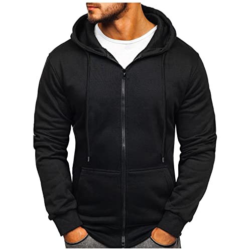 Oversized Sweatjacke Herren Mit Kapuze Hoodie Basic Reißverschluss Herbst Winter Hoody Sweatshirt Kapuzenpullover Kapuzenjacke Hoodie Sweatshirt Pullover Streetwear Tops Paar Geschenke Schwarz XL von Generic