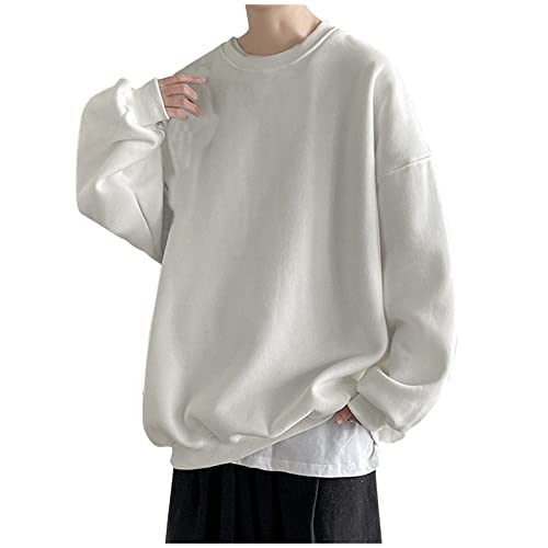 Oversized Sweatshirt Einfarbig Rundhals Langarmshirt Y2K Mode Trend Pullover Ohne Kapuze Locker Bequeme Freizeithemd Leicht Schlichter Morden Strickpullover von Generic