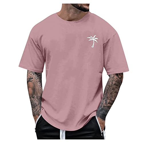 Oversized Tshirt Herren Rundhals Kurzarm Lose Sommer Oberteile Mode T-Shirt mit Los Angeles Grafik Kreativen Buchstaben Vintage Drucken Streetwear Sport Casual Tops von Generic