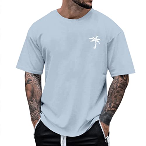 Oversized Tshirt Herren Rundhals Kurzarm Lose Sommer Oberteile Mode T-Shirt mit Los Angeles Grafik Kreativen Buchstaben Vintage Drucken Streetwear Sport Casual Tops von Generic