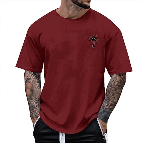 Oversized Tshirt Herren Rundhals Kurzarm Lose Sommer Oberteile Mode T-Shirt mit Los Angeles Grafik Kreativen Buchstaben Vintage Drucken Streetwear Sport Casual Tops von Generic