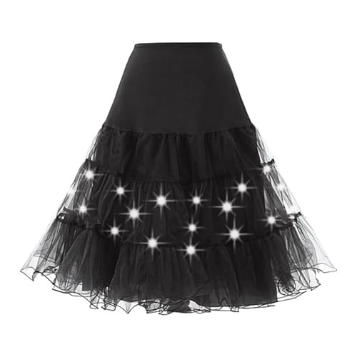 Oversized Tüllrock Damen Schwarz,Tütü Röcke Knielang Übergroßes Frauen|High Waist A Linien Petticoat Midi Ballettrock Tutu Rock 50er Rockabilly Partyrock Große Größen FaschingsKostüme Karneval Kostüm von Generic