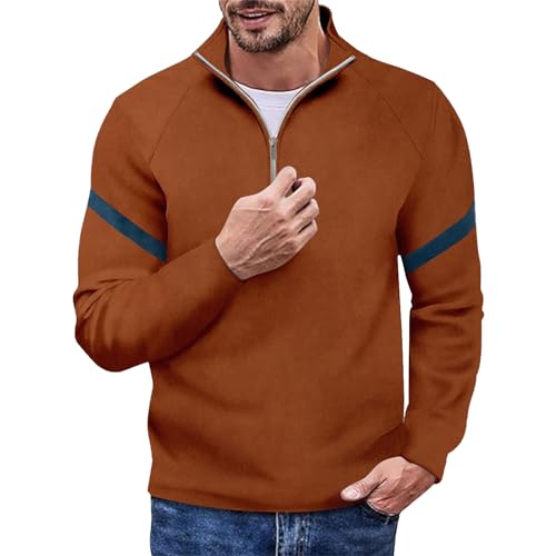 Oversized Zip Hoodie Herren Poloshirt XL Sweatshirt Pullunder Creme Hemd Herren Muskelshirt Herren Baumwolle MäNner Langarmshirt Basic Tank Top Herren Poloshirt Herren Kurzarm Sweatshirt Beige von Generic