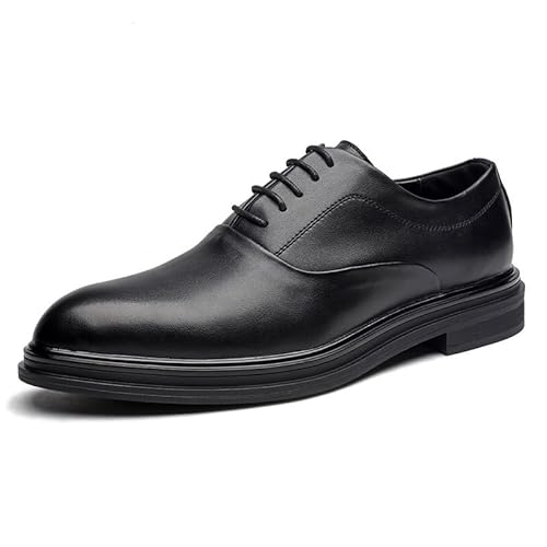 Oxford-Abendschuhe for Herren, for Schnüren, Spitze, Brünierte Zehenpartie, Oxford-Schuhe Aus Veganem Leder, Rutschfester Blockabsatz, Widerstandsfähige, rutschfeste Gummisohle(Schwarz,38 EU) von Generic