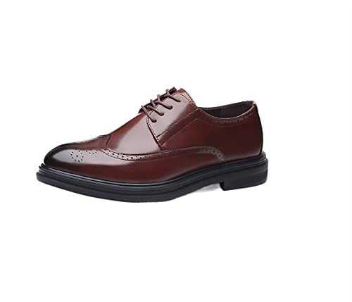 Oxford-Schuhe for Herren, Derby-Schuhe for Schnüren, brünierte Zehenpartie, Flügelspitze, rutschfeste Gummisohle, niedriger Schaft, Rutschfester Abschlussball(Braun,41 EU) von Generic