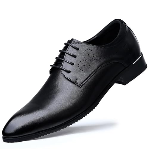 Oxford-Schuhe for Herren, Schnürschuhe, Spitze Zehenpartie, PU-Leder, Derby-Schuhe, Gummisohle, rutschfest, niedriger Blockabsatz, Abschlussball(43 EU) von Generic