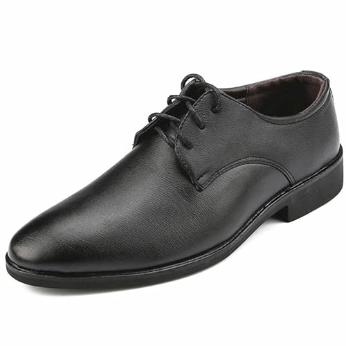 Oxford-Schuhe for Herren, Schnürschuhe, Spitze Zehenpartie, PU-Leder, einfarbig, Derby-Schuhe mit Blockabsatz, rutschfest, niedriges Oberteil, Party(Schwarz,43 EU) von Generic