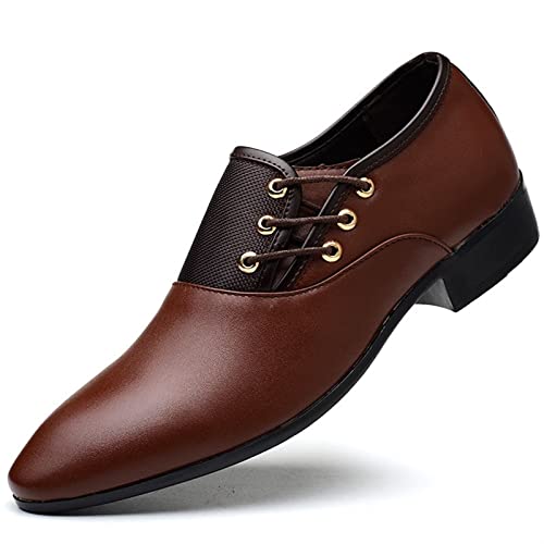Oxford-Schuhe for Herren, Schnürschuhe, runde Zehenpartie, künstliche PU-Gummisohle, rutschfest, niedriger Blockabsatz, rutschfest, Party(Braun,43 EU) von Generic