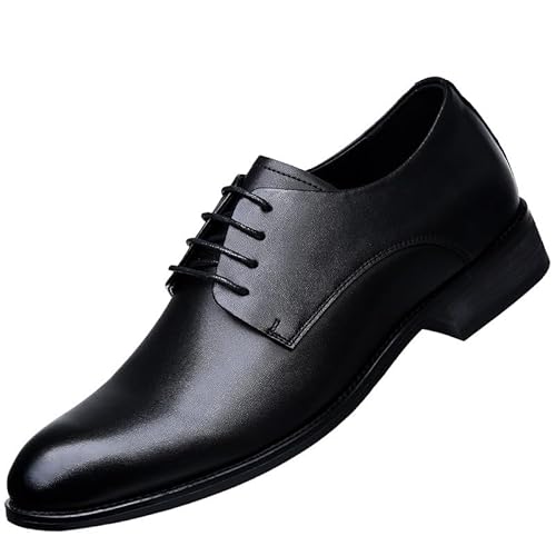 Oxford-Schuhe for Herren, for Schnüren, Spitze, brünierte Zehenpartie, PU-Leder, Gummisohle, rutschfest, Blockabsatz, Hochzeit(Schwarz,39 EU) von Generic