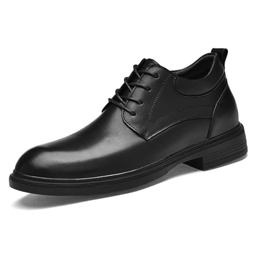 Oxford-Schuhe for Herren, for Schnüren, runde Zehenpartie, Leder-Derby-Schuhe, niedrige Oberseite, Gummisohle, rutschfest, rutschfest, for Party (Color : Schwarz, Size : 44 EU) von Generic