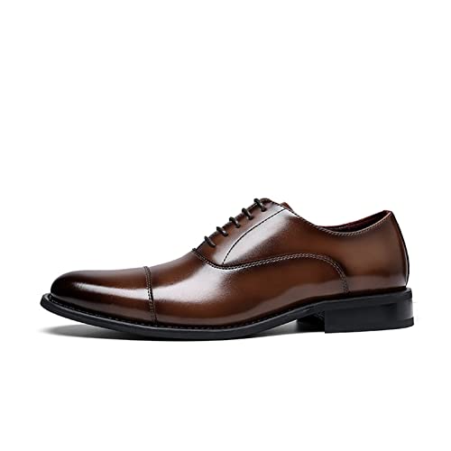 Oxford-Schuhe for Herren, for Schnüren, runde Zehenpartie, brüniertes Leder, Kappe, niedrige Spitze, rutschfest, klassisch(Braun,38 EU) von Generic