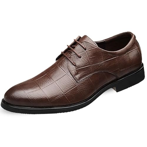 Oxford-Schuhe for Herren, for Schnüren, runde Zehenpartie, kariert, PU-Leder, rutschfeste Gummisohle, Rutschfester Blockabsatz, niedriger Schnitt, Business(Braun,38 EU) von Generic