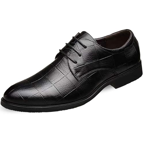 Oxford-Schuhe for Herren, for Schnüren, runde Zehenpartie, kariert, PU-Leder, rutschfeste Gummisohle, Rutschfester Blockabsatz, niedriger Schnitt, Business(Schwarz,48 EU) von Generic