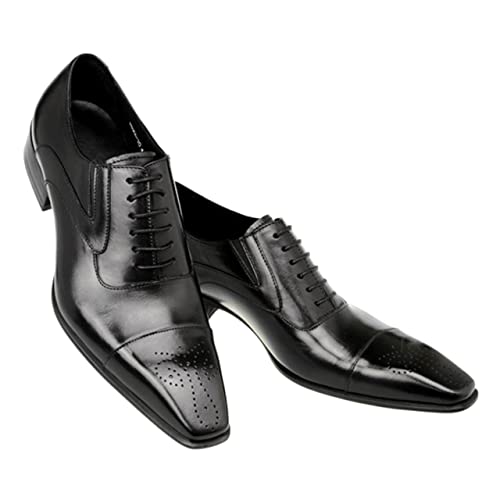 Oxford-Schuhe for Herren mit Schnürung, quadratischer Zehenkappe, PU-Leder, niedrige Oberseite, rutschfeste Gummisohle, Rutschfester Abschlussball(Schwarz,48 EU) von Generic