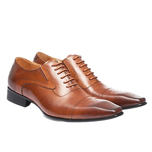 Oxford-Schuhe for Herren mit Schnürung, quadratischer Zehenkappe, PU-Leder, niedrige Oberseite, rutschfeste Gummisohle, Rutschfester Abschlussball(Yellow,40 EU) von Generic