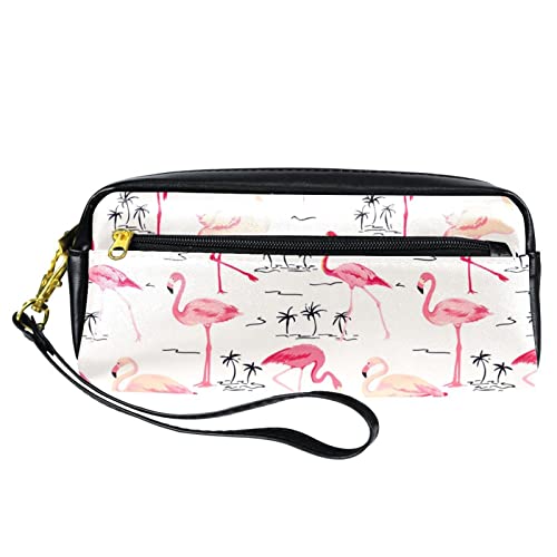 PU Federmäppchen Stifttasche Student Schreibwaren Tasche mit Reißverschluss für Jungen Mädchen, Schul- & Bürobedarf - Flamingo mit tropischen Blättern, Multi#10, 20.5x5x8.5cm/8.1x2x3.3in, Taschen-Organizer von Generic