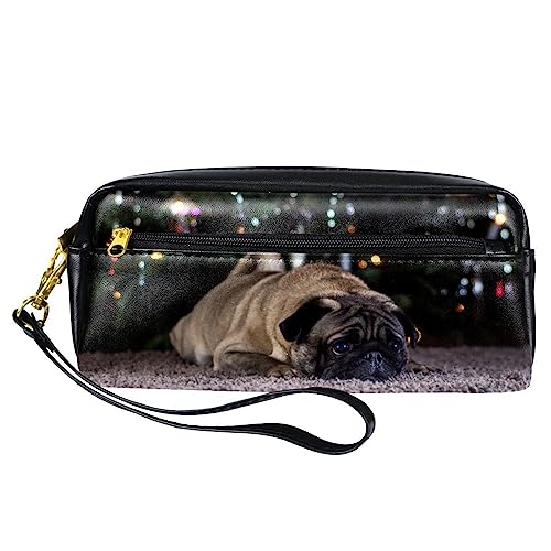 PU Federmäppchen Stifttasche Student Schreibwaren Tasche mit Reißverschluss für Jungen Mädchen, Schule & Bürobedarf – Mops Hund, multi, 20.5x5x8.5cm/8.1x2x3.3in, Taschen-Organizer von Generic