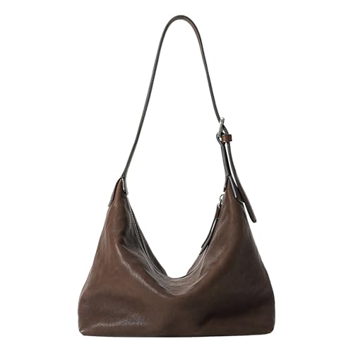 PU Leder Casual Tote Tasche große Kapazitätsumhängetasche Pendelhandtasche (Kaffee) von Generic