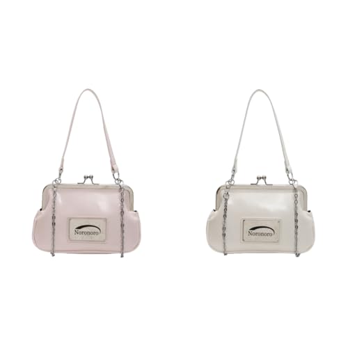 PU Leder Damen Crossbody Tasche mit Kette Vintage Stil Umhängetasche for Party Alltag elegante Handtasche von Generic