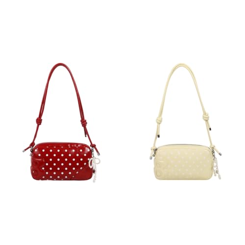 PU Leder Polka Dot Crossbody Tasche for Frauen Mädchen stilvolle Umhängetasche kleiner Tasche for Reisebahnbörsen lässige Handtaschen von Generic