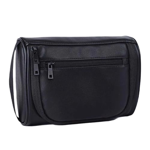 PU-Leder Reise Kosmetiktasche Männer Frauen Make-up Toilettenartikel Organizer Große Kapazität Rasieren Handtasche(Black) von Generic