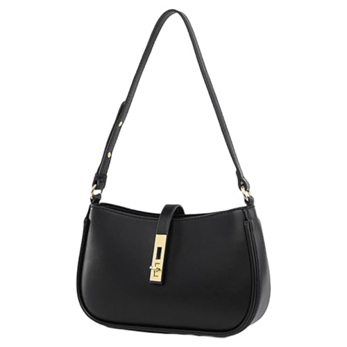 PU Leder Sattel Umhängetasche Casual Unterarmtasche für Frauen Dame (schwarz) von Generic