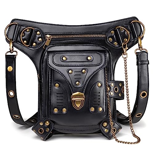 PU-Leder Steampunk Hüfttaschen Gothic personalisierte Tasche Männer und Frauen Wandern Fanny Pack Reisetaschen von Generic