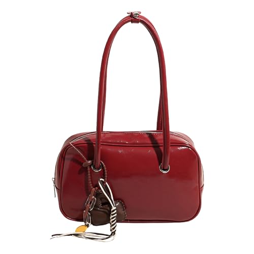 PU Leder Umhängetasche Modendasche mit Anhänger for Frauen Mädchen (rot) von Generic