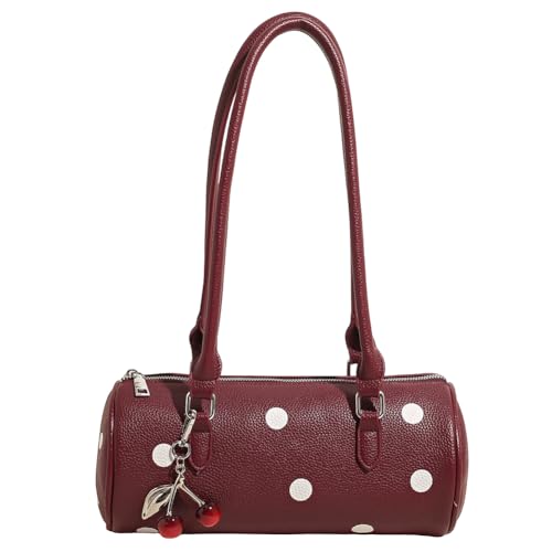 PU Leder Zylindrische Tasche Umhängetasche Satchel Handtasche for Frauenausflug (rot) (rot) von Generic