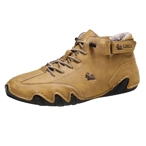 PU-Schneestiefel für Herren Bequemer Rutschfester Winter Barfußschuh Draussen Leicht Schuhe Warm Gefüttert Winterschuhe Barfuss Wanderschuhe Schneestiefel (Brown, 43) von Generic
