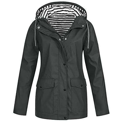 PU Windbreaker Damen Mantel Fleece gefütterter Regenmantel Regenjacke damen Regenjacke Damen Sportlicher Fit Slim wasserabweisend Damen Flauschigem Hundejacke Plussize von Generic