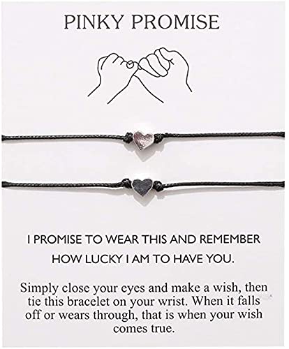 PULABO 2Pcs Herz Paar Armband Handgemachte Ehepartner Passende Handgelenkkette Verstellbare Freundschaftsbandage Spitze Armband mit Karte Geschenk Schmuck für Damen Herren Accessoires von Generic