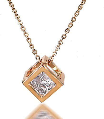PULABO Frauen Dreidimensionale Exquisite Liebeswürfel Kristall Anhänger Halskette Quadratische Artikel Damen Schlüsselbeinkette Wilde Pullover Kette Halskette Schmuck von Generic