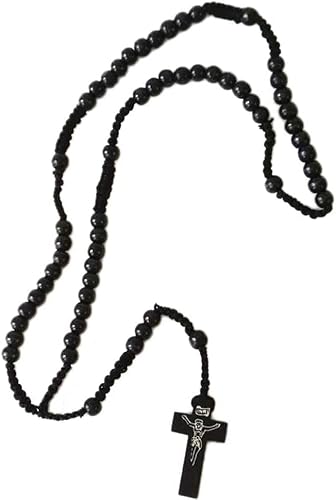 PULABO Frauen Männer Holzkette Jesus Kreuz Rosenkranz Halskette für erste Graduierungen Rosenkranz bequem von Generic