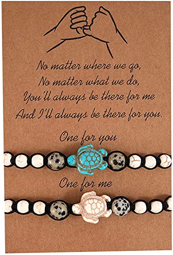 PULABO STÜCKE Türkis Schildkröte Perlen Armband Türkis Natutal Stein Elastisches Stretch Armband für Damen Herren Schmuck Accessoires Geschenk Praktisch von Generic
